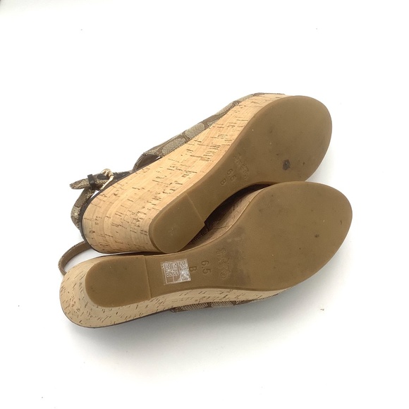 Coach Ferry Signature Jaquard Fabric Wedges Platform Sandals 6.5B - Picture 13 of 15
